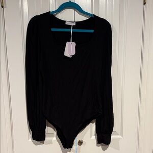 Chic Black Long Sleeve Bodysuit